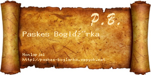 Paskes Boglárka névjegykártya